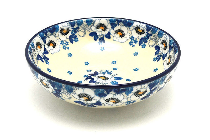 Ceramika Artystyczna Polish Pottery Bowl - Contemporary Salad - White Poppy B90-2222a (Ceramika Artystyczna)