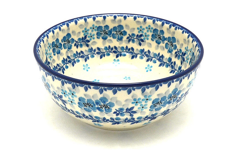 Ceramika Artystyczna Polish Pottery Bowl - Coupe Cereal - Flax Flower C38-2642a (Ceramika Artystyczna)