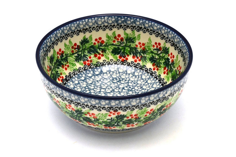 Ceramika Artystyczna Polish Pottery Bowl - Coupe Cereal - Holly Berry C38-1734a (Ceramika Artystyczna)