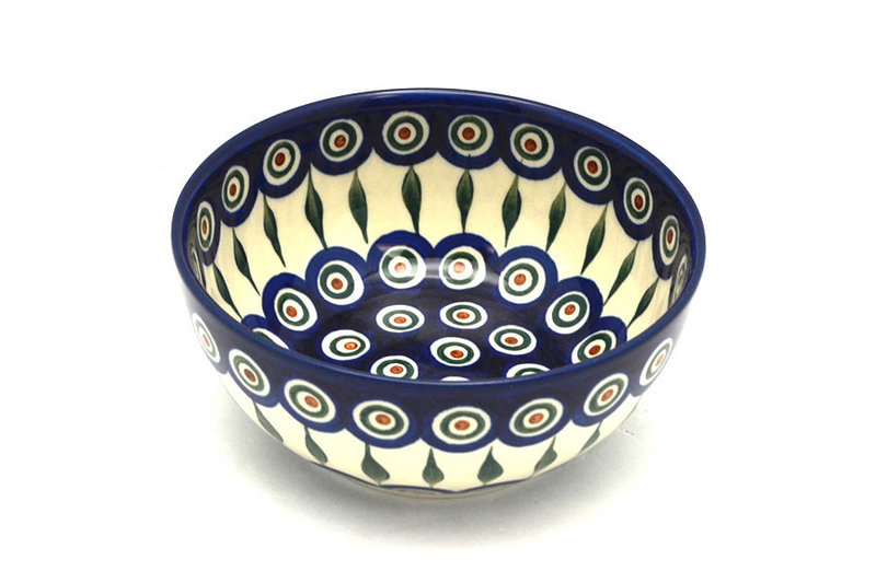 Ceramika Artystyczna Polish Pottery Bowl - Coupe Cereal - Peacock C38-054a (Ceramika Artystyczna)