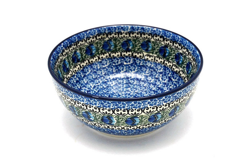 Ceramika Artystyczna Polish Pottery Bowl - Coupe Cereal - Peacock Feather C38-1513a (Ceramika Artystyczna)