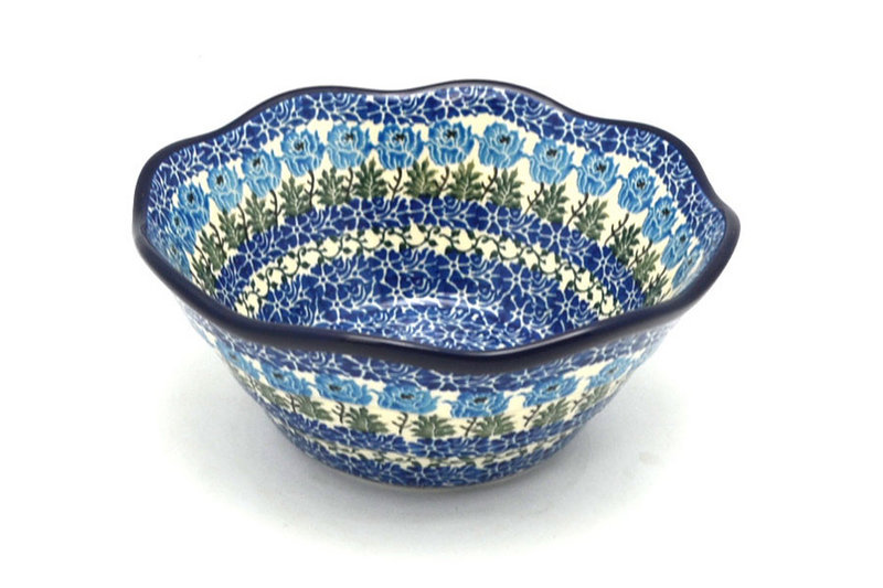 Polish Pottery Bowl - Curvy Edge - 10" - Antique Rose
