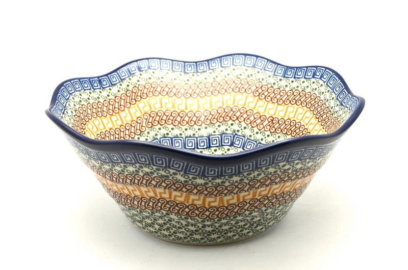 Ceramika Artystyczna Polish Pottery Bowl - Curvy Edge - 10" - Autumn 692-050a (Ceramika Artystyczna)