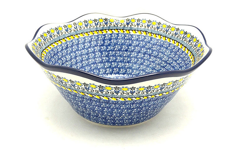 Ceramika Artystyczna Polish Pottery Bowl - Curvy Edge - 10" - Daisy Maize 692-2178a (Ceramika Artystyczna)