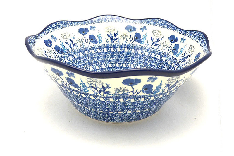 Ceramika Artystyczna Polish Pottery Bowl - Curvy Edge - 10" - Evening Poppies 692-2902a (Ceramika Artystyczna)