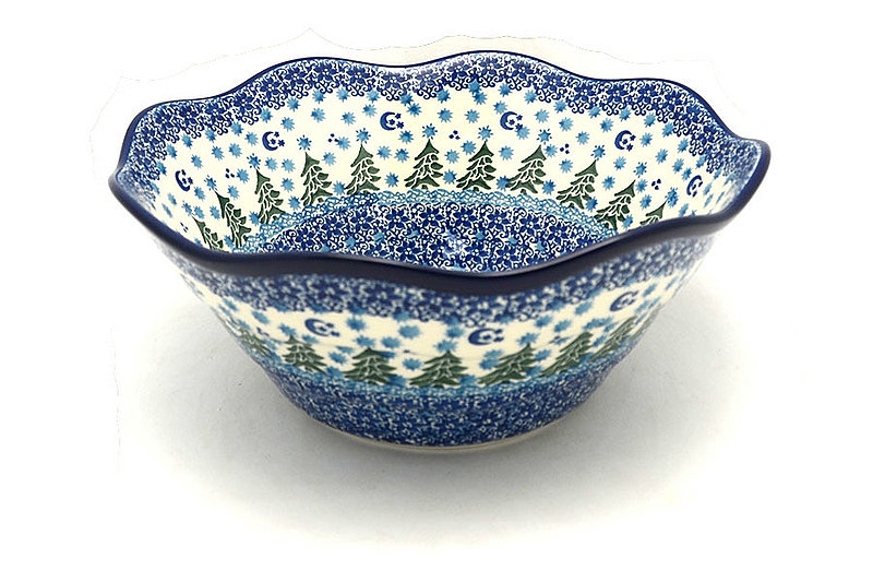 Ceramika Artystyczna Polish Pottery Bowl - Curvy Edge - 10" - Silent Night 692-1674a (Ceramika Artystyczna)