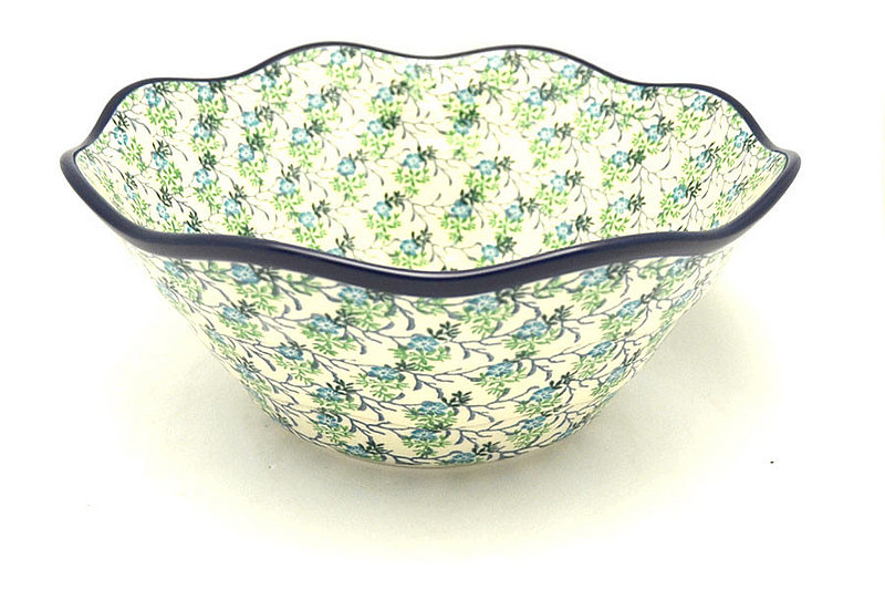 Polish Pottery Bowl - Curvy Edge - 10" - Summer Ivy