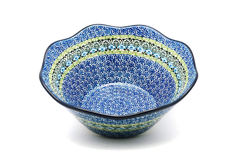 Ceramika Artystyczna Polish Pottery Bowl - Curvy Edge - 10" - Tranquility 692-1858a (Ceramika Artystyczna)