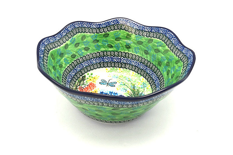 Ceramika Artystyczna Polish Pottery Bowl - Curvy Edge - 10" - Unikat Signature U4612 692-U4612 (Ceramika Artystyczna)