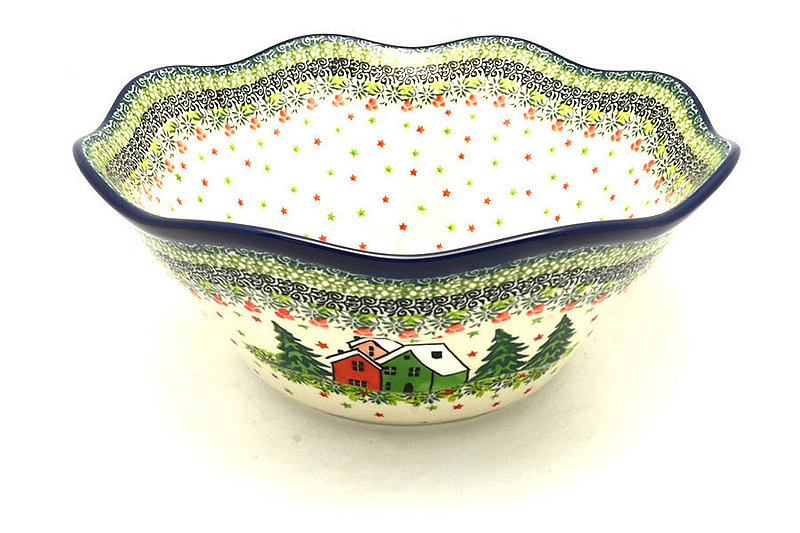 Ceramika Artystyczna Polish Pottery Bowl - Curvy Edge - 10" - Unikat Signature U5037 692-U5037 (Ceramika Artystyczna)