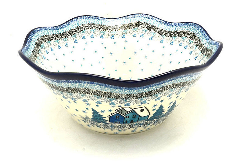 Polish Pottery Bowl - Curvy Edge - 10" - Unikat Signature U5045