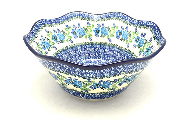 Ceramika Artystyczna Polish Pottery Bowl - Curvy Edge - 10" - Wild Indigo 692-1865a (Ceramika Artystyczna)