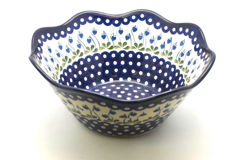 Ceramika Artystyczna Polish Pottery Bowl - Curvy Edge - 12" - Bleeding Heart 693-377o (Ceramika Artystyczna)