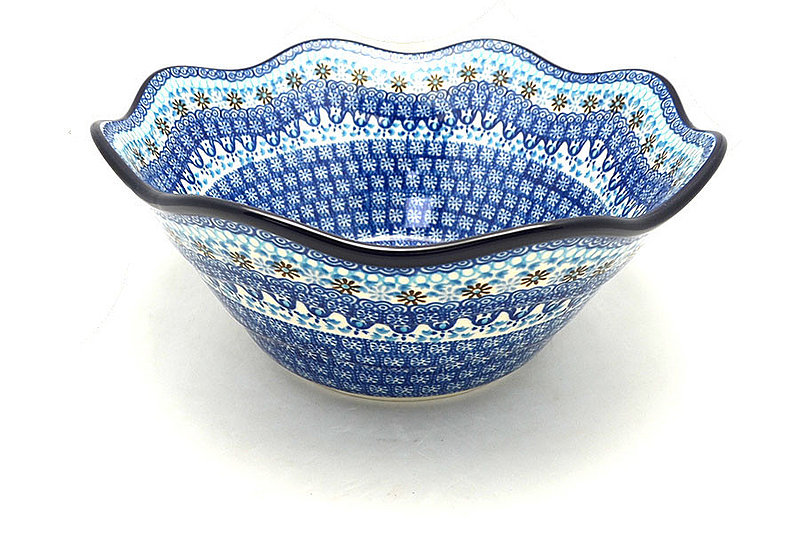 Ceramika Artystyczna Polish Pottery Bowl - Curvy Edge - 12" - Blue Yonder 693-2187a (Ceramika Artystyczna)