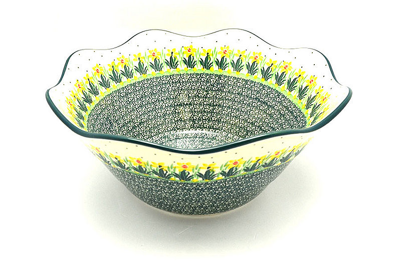 Ceramika Artystyczna Polish Pottery Bowl - Curvy Edge - 12" - Daffodil 693-2122q (Ceramika Artystyczna)