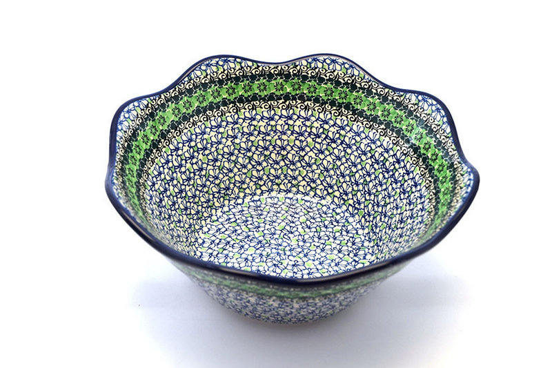 Ceramika Artystyczna Polish Pottery Bowl - Curvy Edge - 12" - Kiwi 693-1479a (Ceramika Artystyczna)