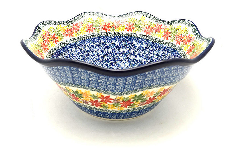 Ceramika Artystyczna Polish Pottery Bowl - Curvy Edge - 12" - Maple Harvest 693-2533a (Ceramika Artystyczna)