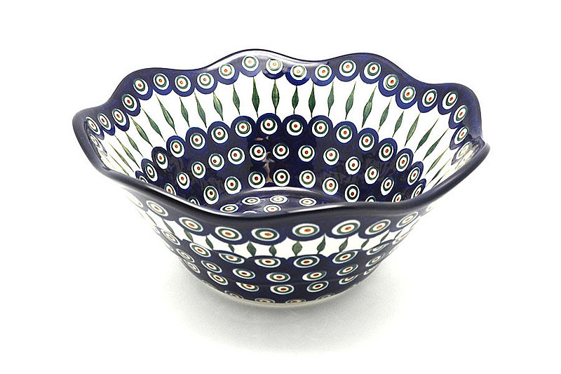 Ceramika Artystyczna Polish Pottery Bowl - Curvy Edge - 12" - Peacock 693-054a (Ceramika Artystyczna)