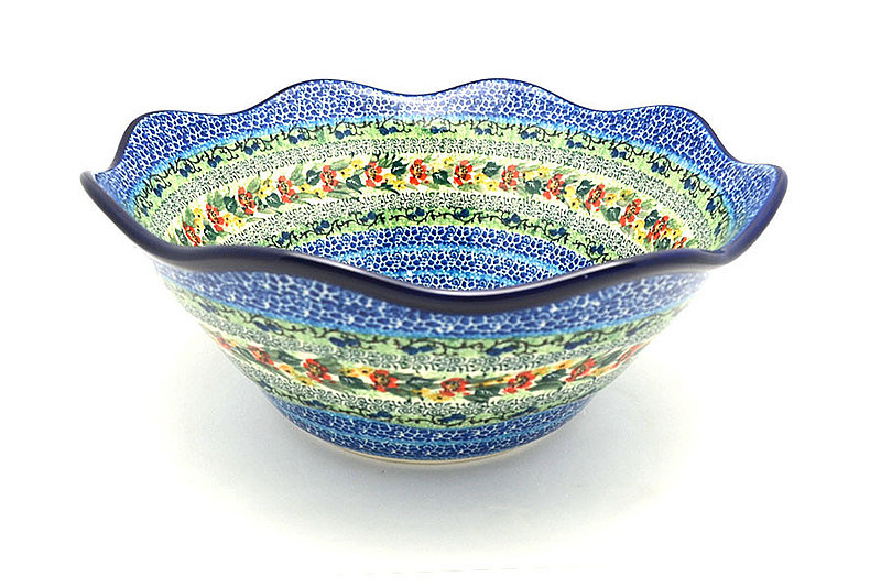 Ceramika Artystyczna Polish Pottery Bowl - Curvy Edge - 12" - Unikat Signature - U4400 693-U4400 (Ceramika Artystyczna)