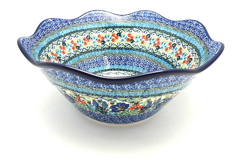 Ceramika Artystyczna Polish Pottery Bowl - Curvy Edge - 12" - Unikat Signature - U4600 693-U4600 (Ceramika Artystyczna)