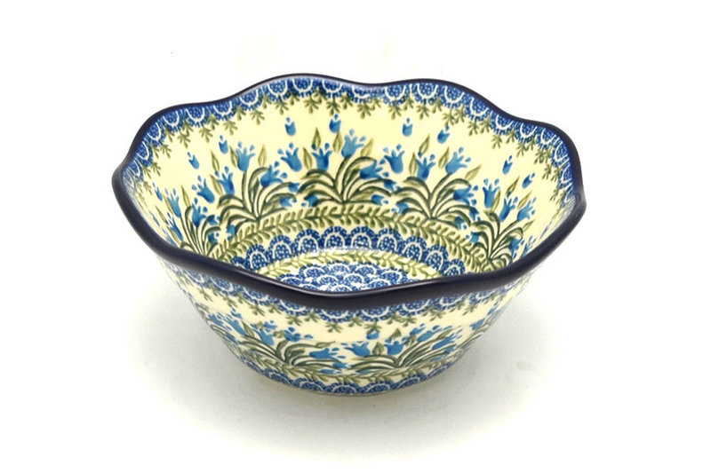 Ceramika Artystyczna Polish Pottery Bowl - Curvy Edge - 8" - Blue Bells 691-1432a (Ceramika Artystyczna)