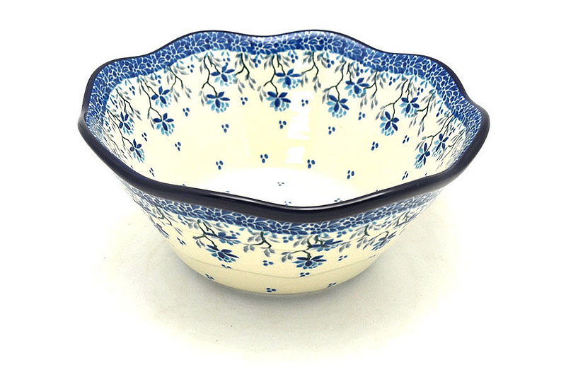 Ceramika Artystyczna Polish Pottery Bowl - Curvy Edge - 8" - Clover Field 691-2524a (Ceramika Artystyczna)