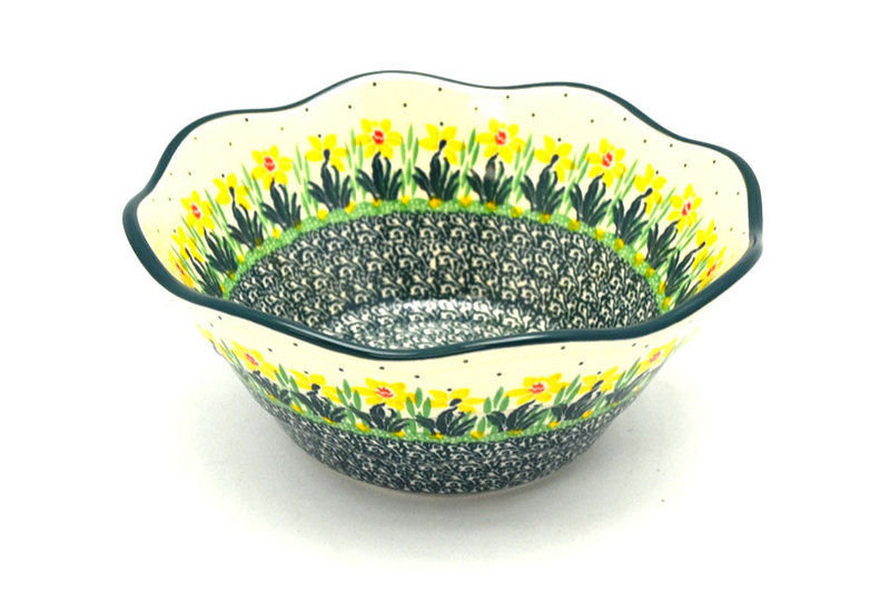 Polish Pottery Bowl - Curvy Edge - 8" - Daffodil