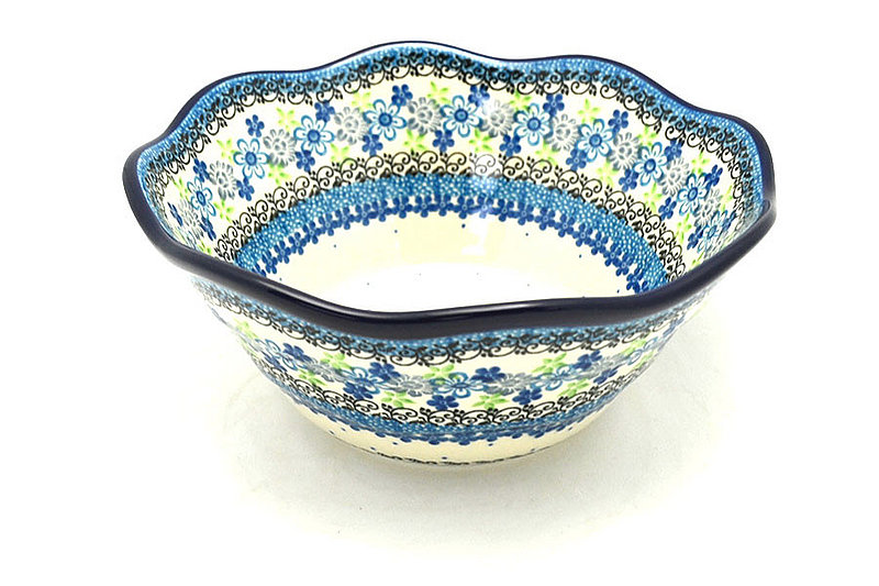 Ceramika Artystyczna Polish Pottery Bowl - Curvy Edge - 8" - Flower Works 691-2633a (Ceramika Artystyczna)