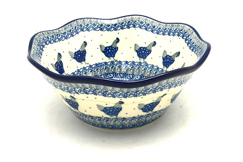 Polish Pottery Bowl - Curvy Edge - 8" - Henny Penny