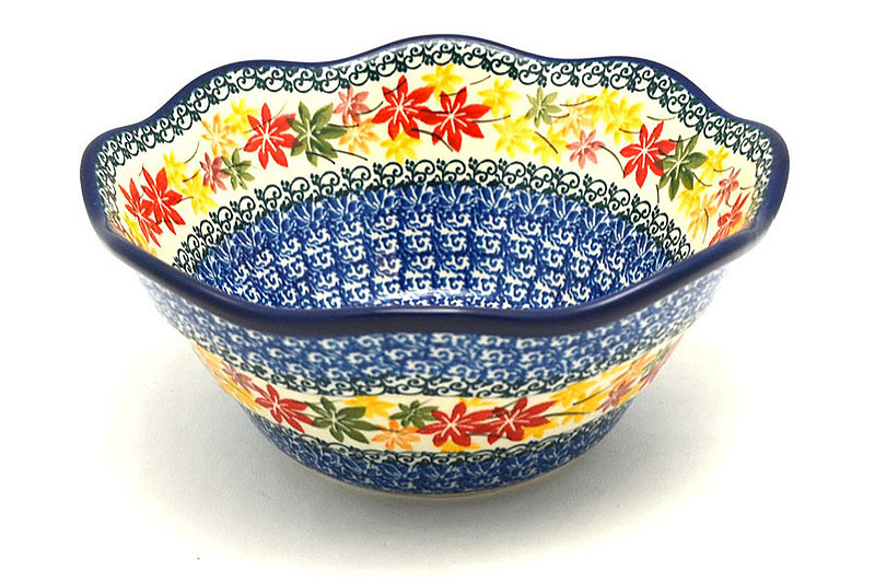 Ceramika Artystyczna Polish Pottery Bowl - Curvy Edge - 8" - Maple Harvest 691-2533a (Ceramika Artystyczna)