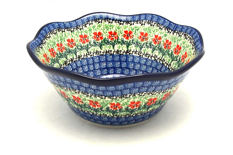 Polish Pottery Bowl - Curvy Edge - 8" - Maraschino