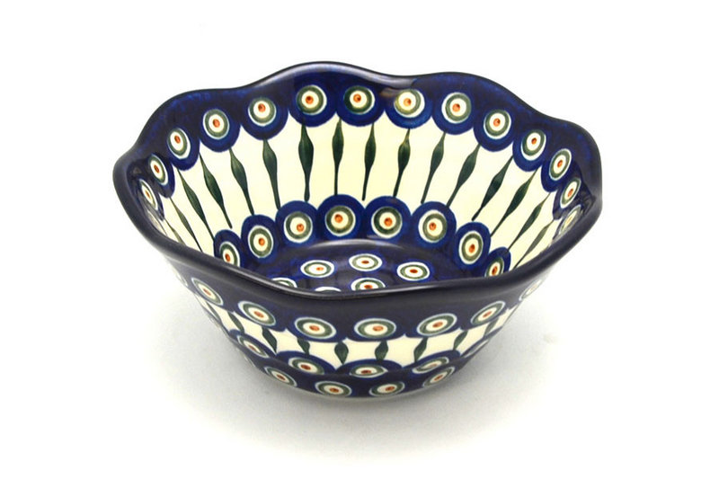 Ceramika Artystyczna Polish Pottery Bowl - Curvy Edge - 8" - Peacock 691-054a (Ceramika Artystyczna)