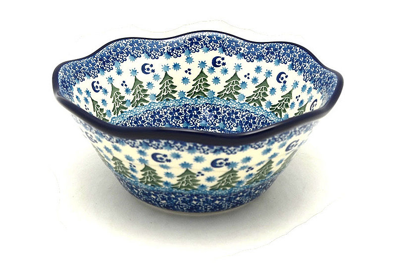 Ceramika Artystyczna Polish Pottery Bowl - Curvy Edge - 8" - Silent Night 691-1674a (Ceramika Artystyczna)