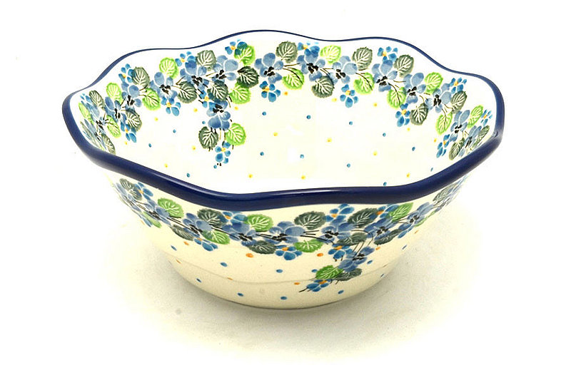 Ceramika Artystyczna Polish Pottery Bowl - Curvy Edge - 8" - Spring Viola 691-2339a (Ceramika Artystyczna)