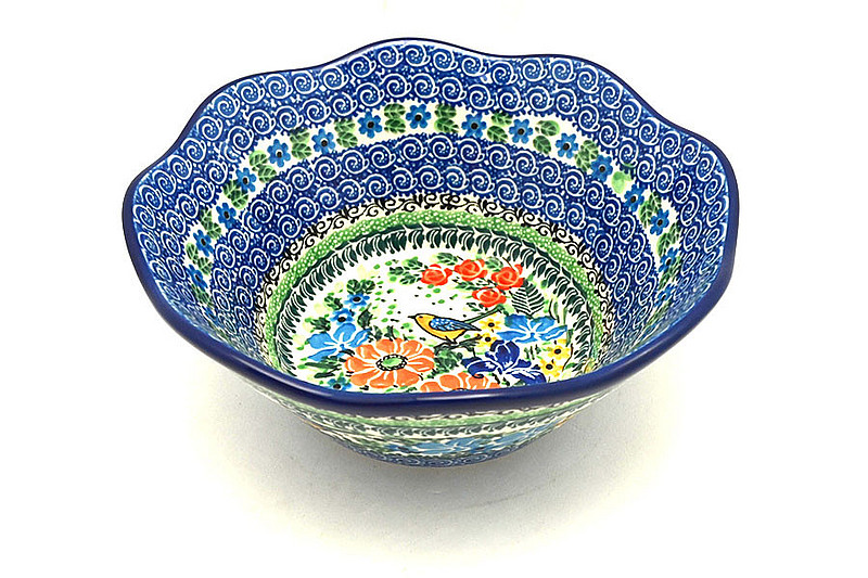 Ceramika Artystyczna Polish Pottery Bowl - Curvy Edge - 8" - Unikat Signature U2517 691-U2517 (Ceramika Artystyczna)