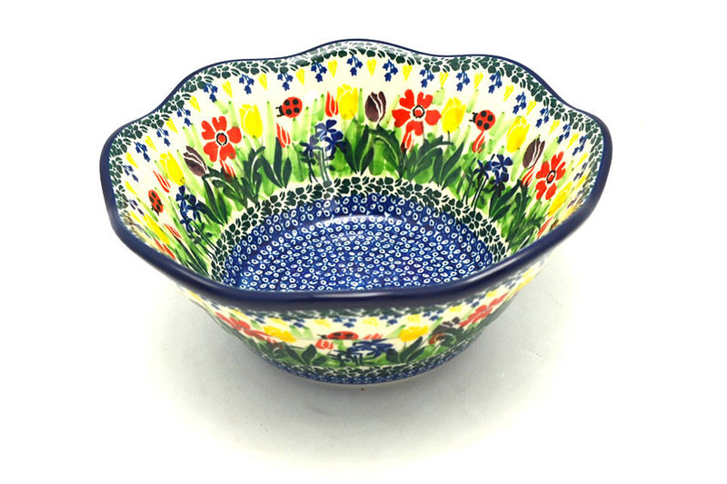 Ceramika Artystyczna Polish Pottery Bowl - Curvy Edge - 8" - Unikat Signature U3787 691-U3787 (Ceramika Artystyczna)