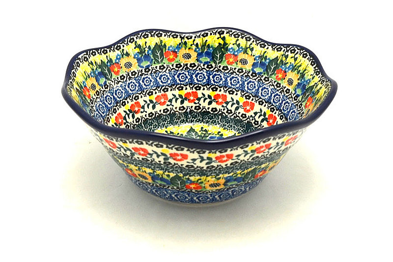 Ceramika Artystyczna Polish Pottery Bowl - Curvy Edge - 8" - Unikat Signature U4578 691-U4578 (Ceramika Artystyczna)