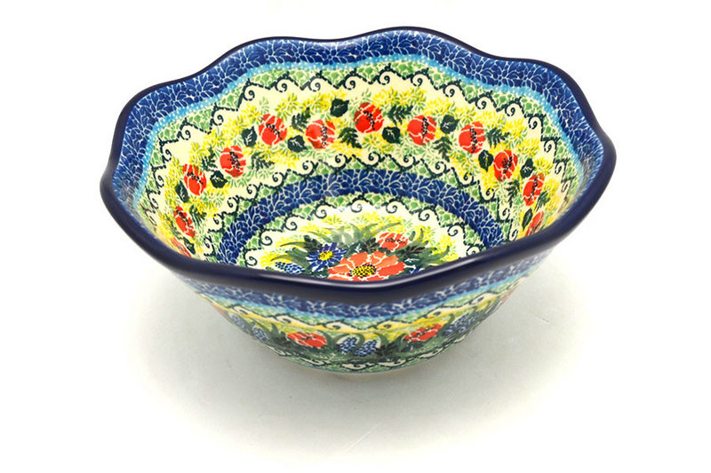 Ceramika Artystyczna Polish Pottery Bowl - Curvy Edge - 8" - Unikat Signature U4610 691-U4610 (Ceramika Artystyczna)