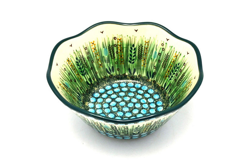 Ceramika Artystyczna Polish Pottery Bowl - Curvy Edge - 8" - Unikat Signature U803 691-U0803 (Ceramika Artystyczna)
