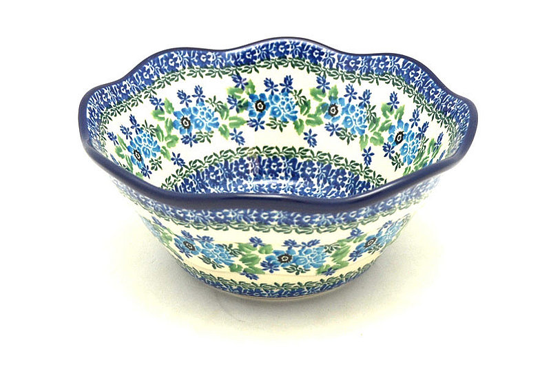 Ceramika Artystyczna Polish Pottery Bowl - Curvy Edge - 8" - Wild Indigo 691-1865a (Ceramika Artystyczna)