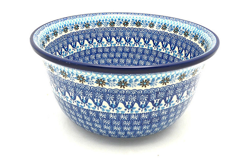 Polish Pottery Bowl - Deep Artisan Bowl - Large - Blue Yonder