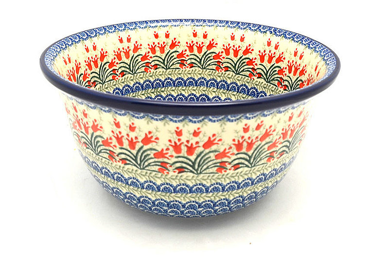 Ceramika Artystyczna Polish Pottery Bowl - Deep Artisan Bowl - Large - Crimson Bells 113-1437a (Ceramika Artystyczna)