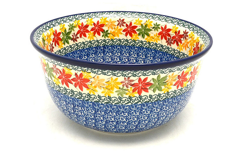 Ceramika Artystyczna Polish Pottery Bowl - Deep Artisan Bowl - Medium - Maple Harvest 214-2533a (Ceramika Artystyczna)