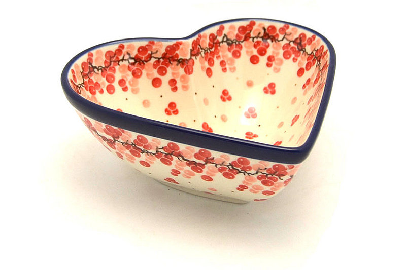 Polish Pottery Bowl - Deep Heart - Pink Peppercorn