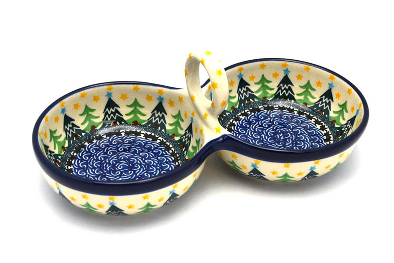 Ceramika Artystyczna Polish Pottery Bowl - Double Serving - Christmas Trees 942-1284a (Ceramika Artystyczna)