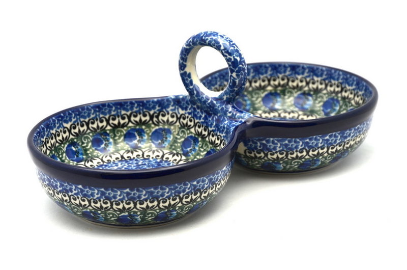 Polish Pottery Bowl - Double Serving - Peacock Feather