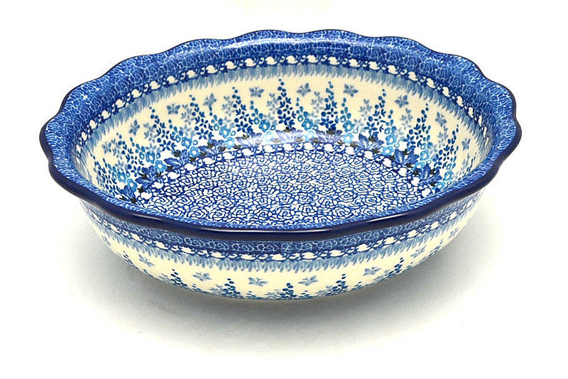 Ceramika Artystyczna Polish Pottery Bowl - Fluted Oval - Blue Sage D78-3277a (Ceramika Artystyczna)