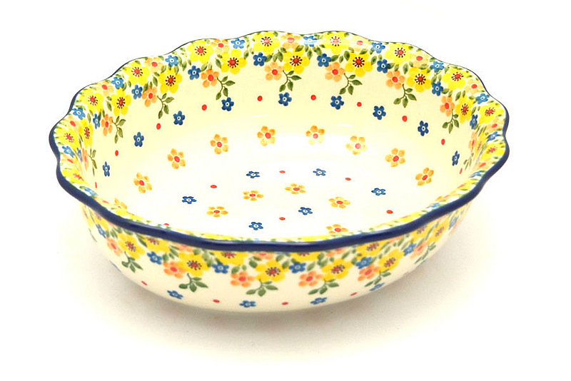 Ceramika Artystyczna Polish Pottery Bowl - Fluted Oval - Buttercup D78-2225a (Ceramika Artystyczna)
