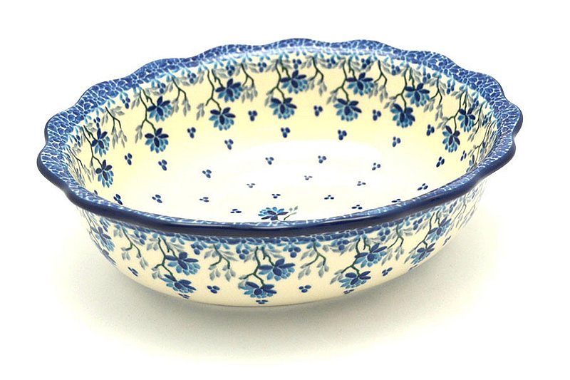 Ceramika Artystyczna Polish Pottery Bowl - Fluted Oval - Clover Field D78-2524a (Ceramika Artystyczna)