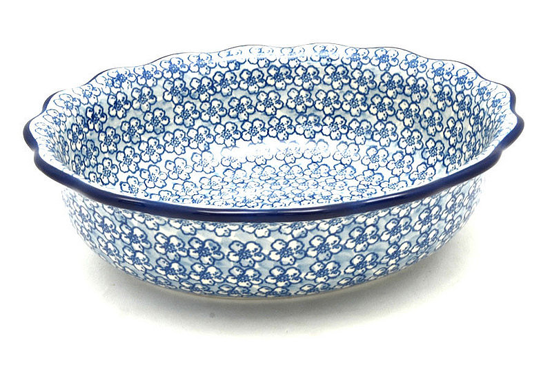 Polish Pottery Bowl - Fluted Oval - Daisy Flurry